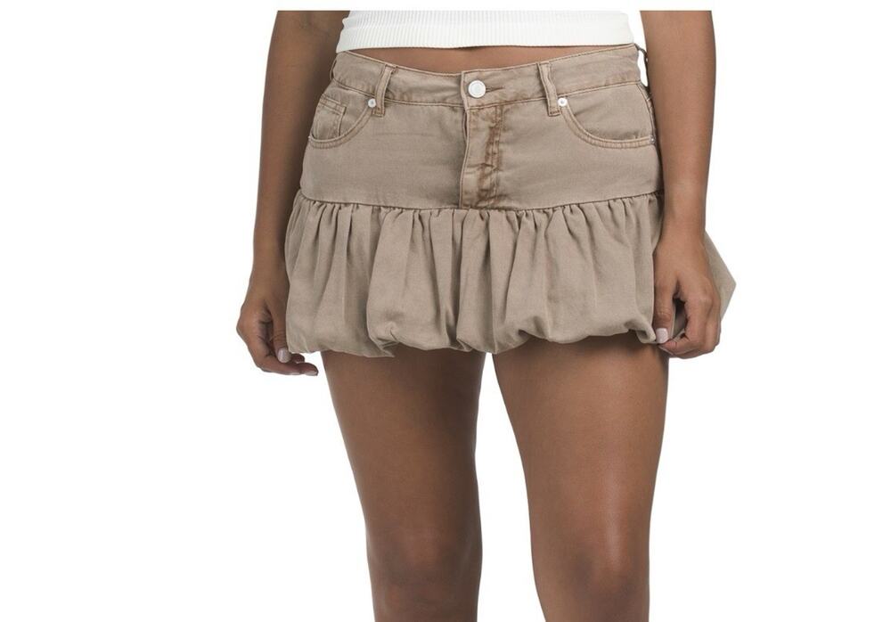 NWT Blank NYC Bubble Hem Mini Skirt Brown Y2K Country Cowgirl Boho Indie Size 28